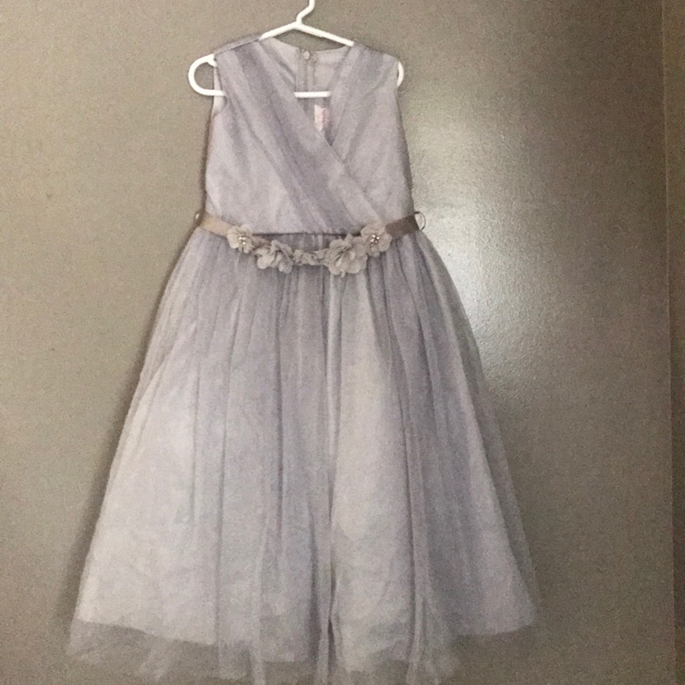 Silver flower girl dress